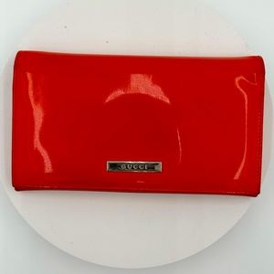 Gucci Leather Long Bifold Wallet Orange/Red
